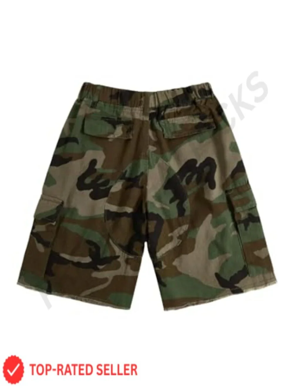 Women's Camo Cargo Bermuda Shorts Streetwear with Flap Pockets Elastic Waist